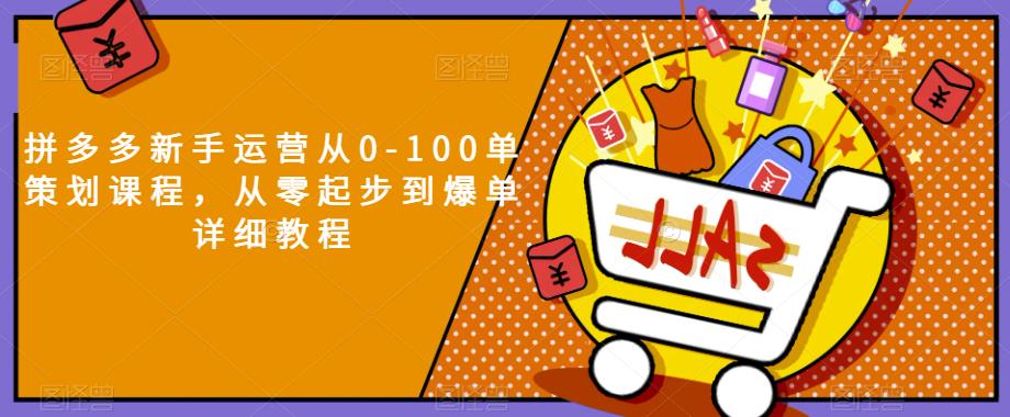 拼多多新手运营从0-100单策划课程，从零起步到爆单详细教程-第一精品资源库