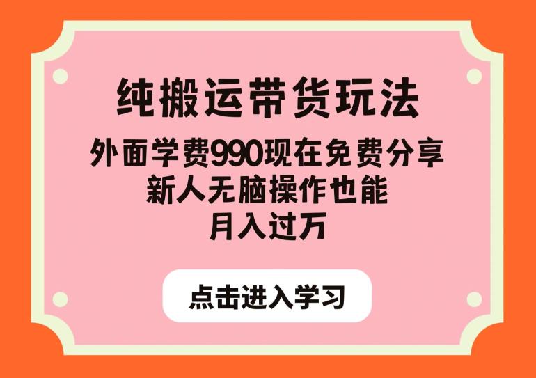 纯搬运带货玩法，外面学费990现在免费分享，新人无脑操作也能月入过万【揭秘】-第一精品资源库