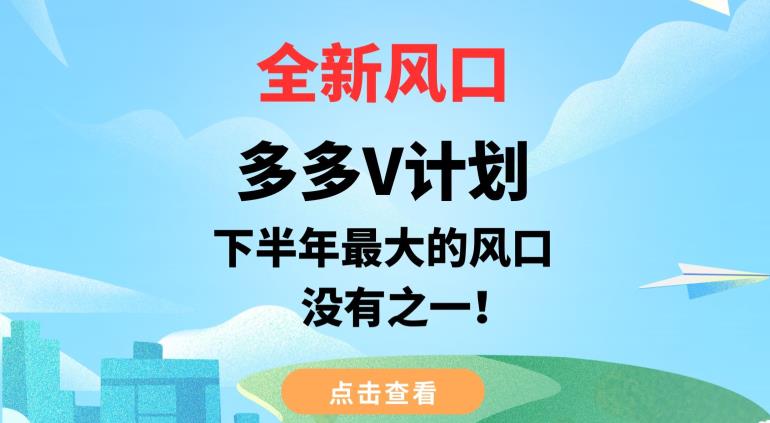 全新风口，多多V计划，下半年最大的风口项目，没有之一【揭秘】-第一精品资源库