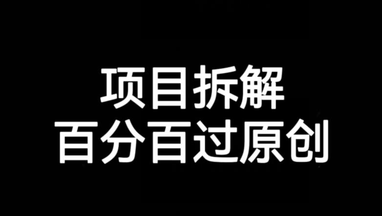 项目拆解赛道百分百过原创【揭秘】-第一精品资源库