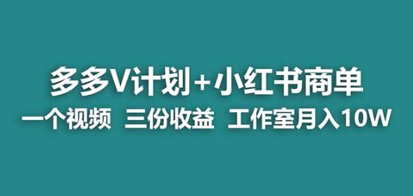【蓝海项目】多多v计划+小红书商单一个视频三份收益工作室月入10w-第一精品资源库