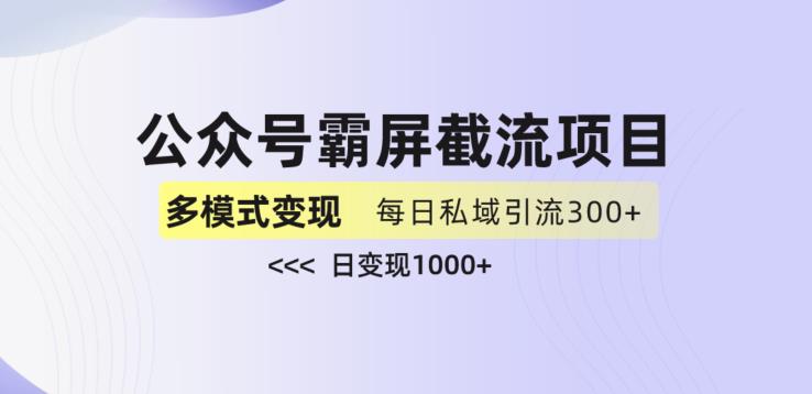 公众号霸屏截流项目+私域多渠道变现玩法，全网首发，日入1000+【揭秘】-第一精品资源库
