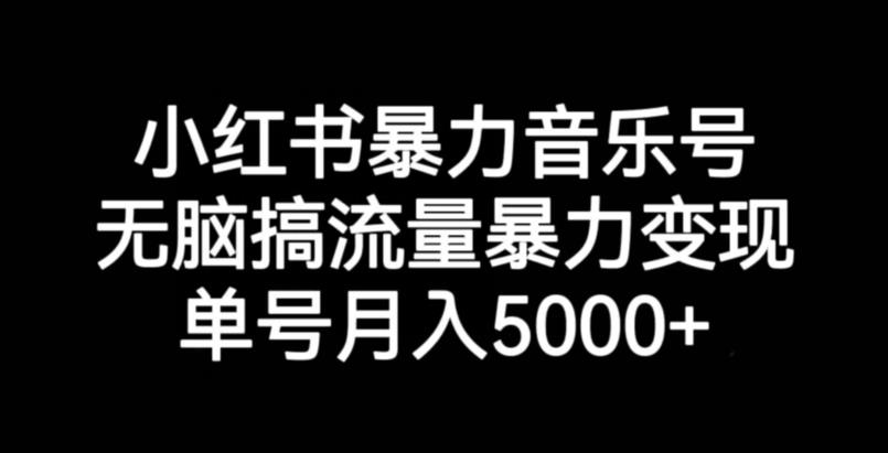 小红书暴力音乐号，无脑搞流量暴力变现，单号月入5000+-第一精品资源库