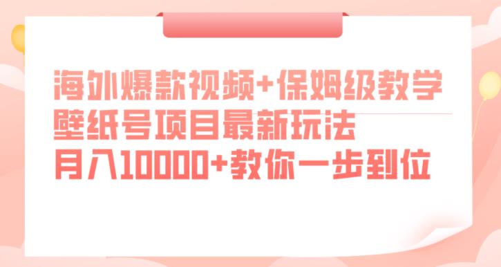 海外爆款视频+保姆级教学，壁纸号项目最新玩法，月入10000+教你一步到位【揭秘】-第一精品资源库