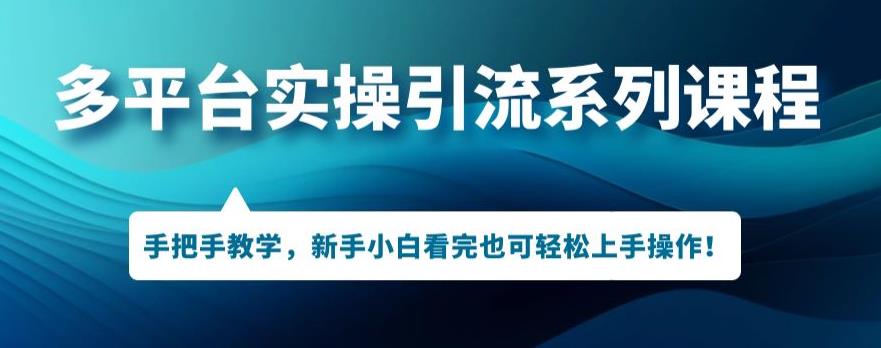 多平台引流实操系列课程，新手小白看完也可轻松上手进行引流操作-第一精品资源库