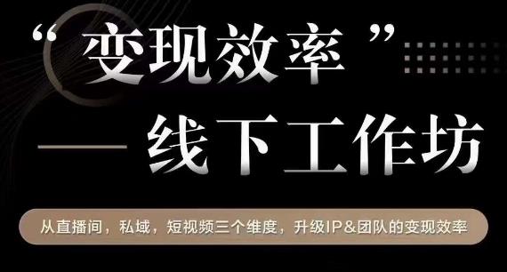 变现效率线下工作坊，从‮播直‬间、私域、‮视短‬频‮个三‬维度，升级IP和团队变现效率-第一精品资源库