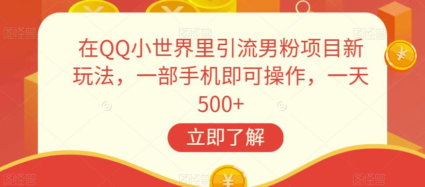 在QQ小世界里引流男粉项目新玩法，一部手机即可操作，一天500+【揭秘】-第一精品资源库