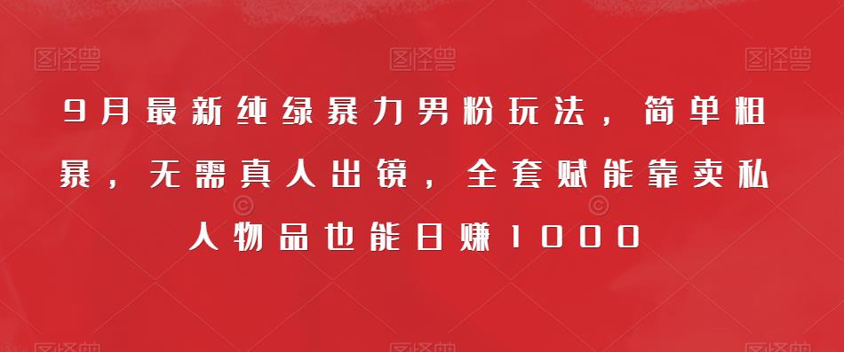 9月最新纯绿暴力男粉玩法，简单粗暴，无需真人出镜，全套赋能靠卖私人物品也能日赚1000-第一精品资源库