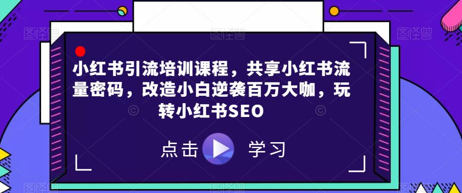 小红书引流培训课程，共享小红书流量密码，改造小白逆袭百万大咖，玩转小红书SEO-第一精品资源库