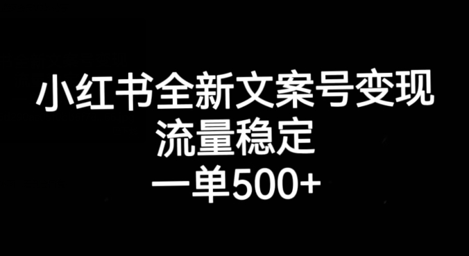 小红书全新文案号变现，流量稳定，一单收入500+-第一精品资源库