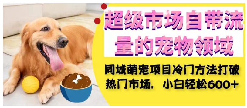 超级市场自带流量的宠物领域，同城萌宠项目冷门方法打破热门市场，小白轻松600+-第一精品资源库