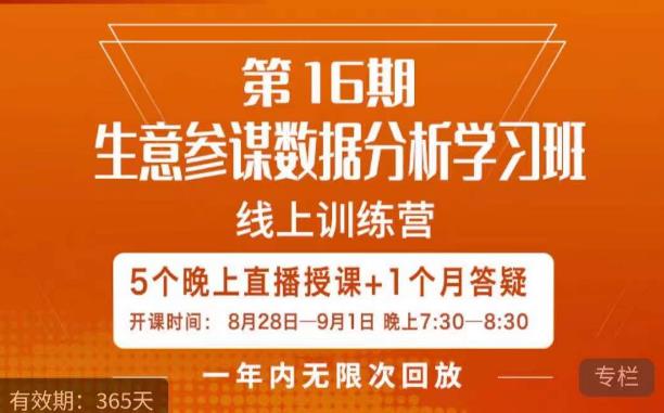 宁静·生意参谋数据分析学习班，解决商家4大痛点，学会分析数据，打造爆款！-第一精品资源库