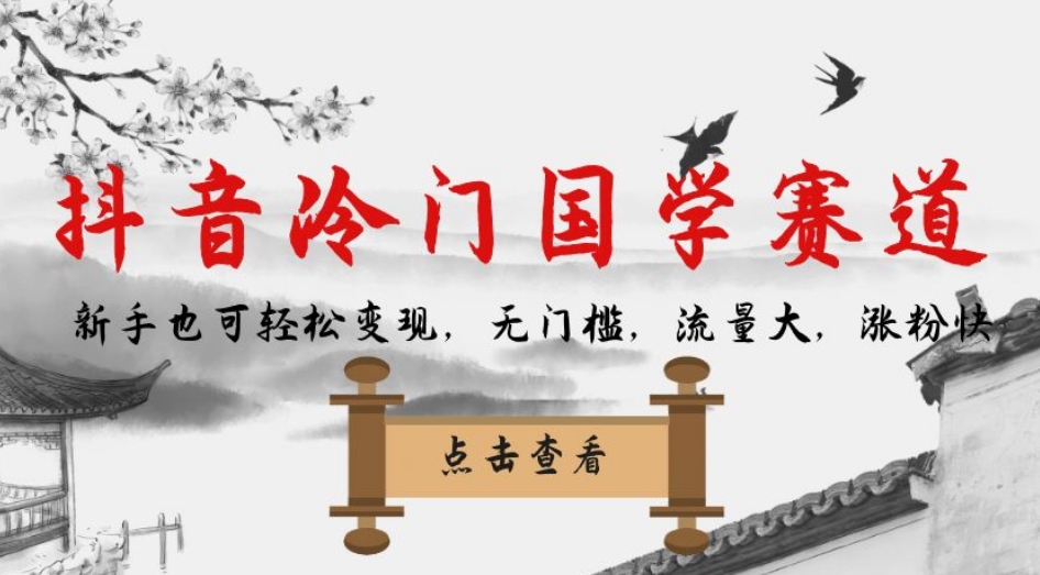 抖音冷门国学赛道，新手也可轻松变现，无门槛，流量大，涨粉快-第一精品资源库