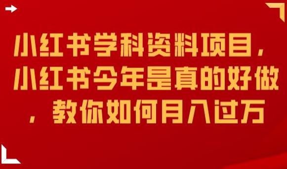 小红书学科资料项目，小红书今年是真的好做，教你如何月入过万【揭秘】-第一精品资源库