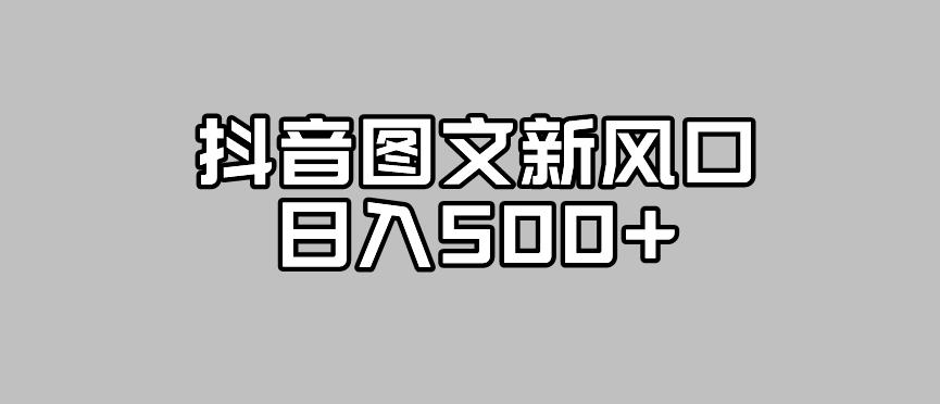 抖音图文最新风口，流量扶持非常高，日入500+【揭秘】-第一精品资源库