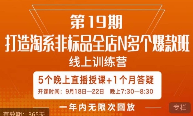 打造淘系非标全店N多个爆款线上课，​5天直播课-第一精品资源库