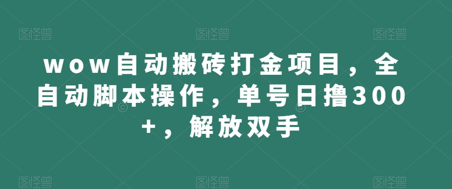 wow自动搬砖打金项目，全自动脚本操作，单号日撸300+，解放双手【揭秘】-第一精品资源库