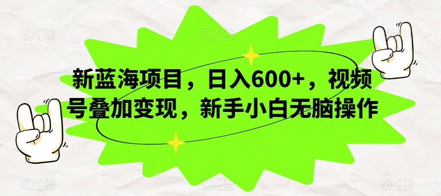 新蓝海项目，日入600+，视频号叠加变现，新手小白无脑操作【揭秘】-第一精品资源库