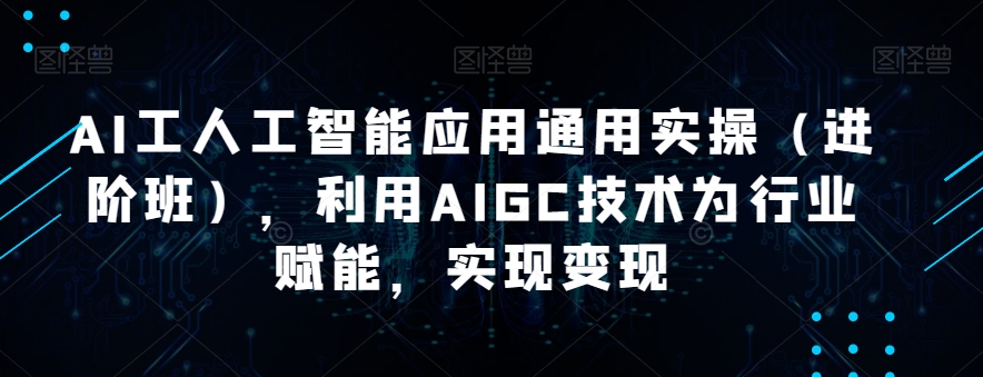 AI工人工智能应用通用实操（进阶班），利用AIGC技术为行业赋能，实现变现-第一精品资源库