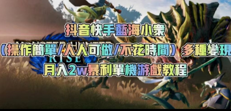 抖音快手蓝海小众（操作简单人人可做不花时间）多种变现月入2w＋暴利单机游戏教程-第一精品资源库