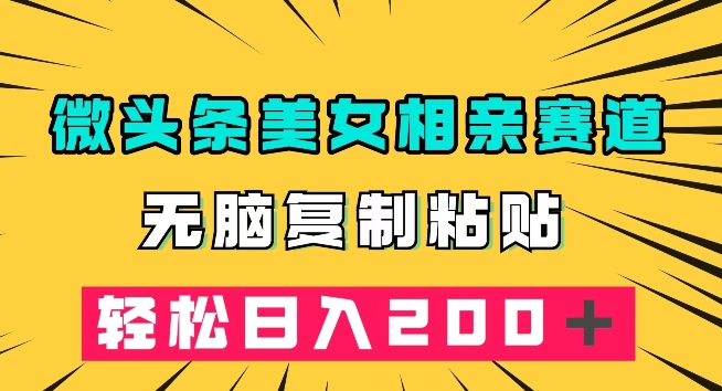 微头条冷门美女相亲赛道，无脑复制粘贴，轻松日入200＋【揭秘】-第一精品资源库
