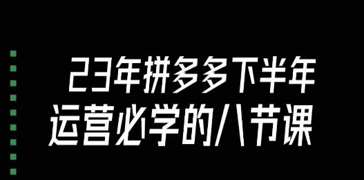 大牙·23年下半年拼多多运营必学的八节课（18节完整）-第一精品资源库