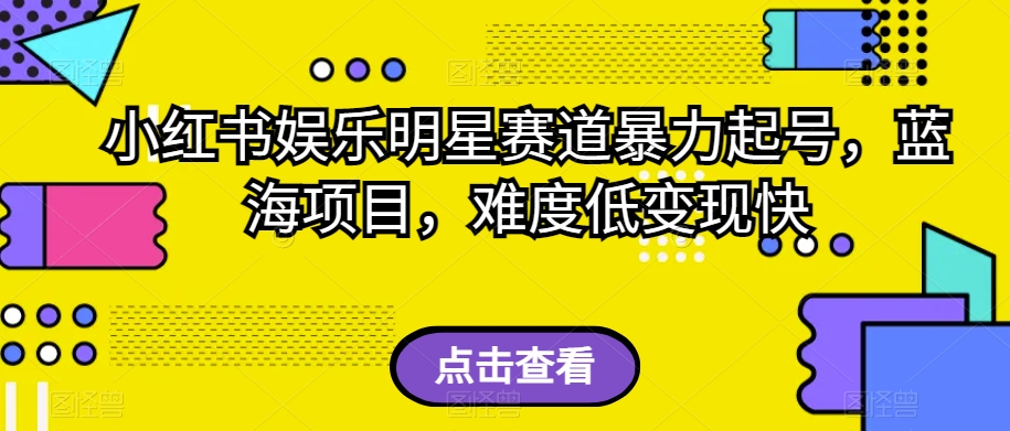 小红书娱乐明星赛道暴力起号，蓝海项目，难度低变现快【揭秘】-第一精品资源库
