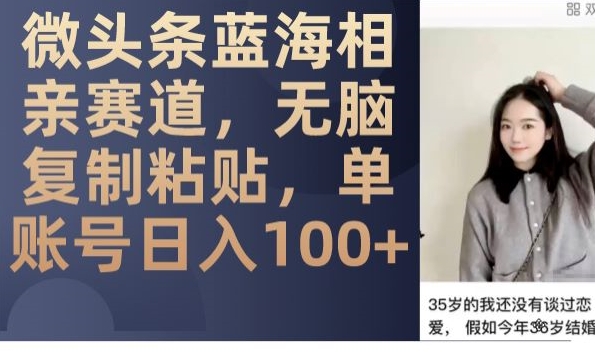 微头条蓝海相亲赛道，无脑复制粘贴，单账号日入100+-第一精品资源库