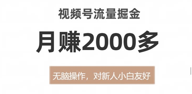 视频号流量掘金，无脑操作，对新人小白友好，月赚2000多【揭秘】-第一精品资源库