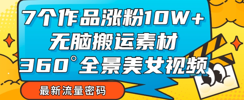 7个作品涨粉10W+，无脑搬运素材，全景美女视频爆款玩法分享【揭秘】-第一精品资源库