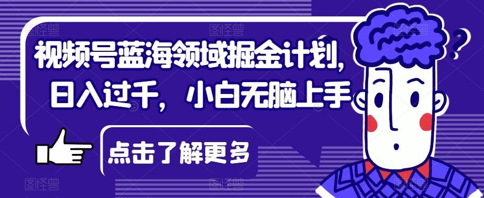 视频号蓝海领域掘金计划，日入过千，小白无脑上手【揭秘】-第一精品资源库