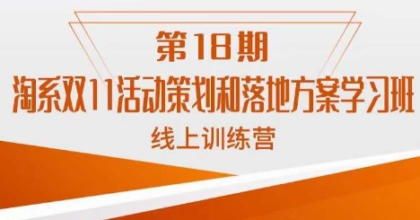 南掌柜·淘系双11活动策划和落地方案线上课18期-第一精品资源库