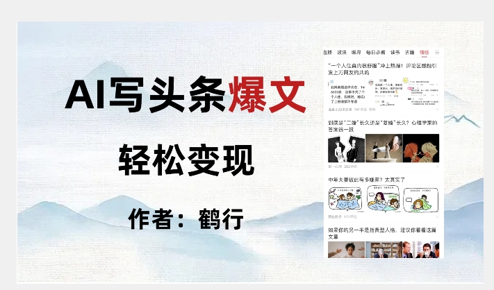 暴力拆解AI写头条爆文，轻松日入500+-第一精品资源库