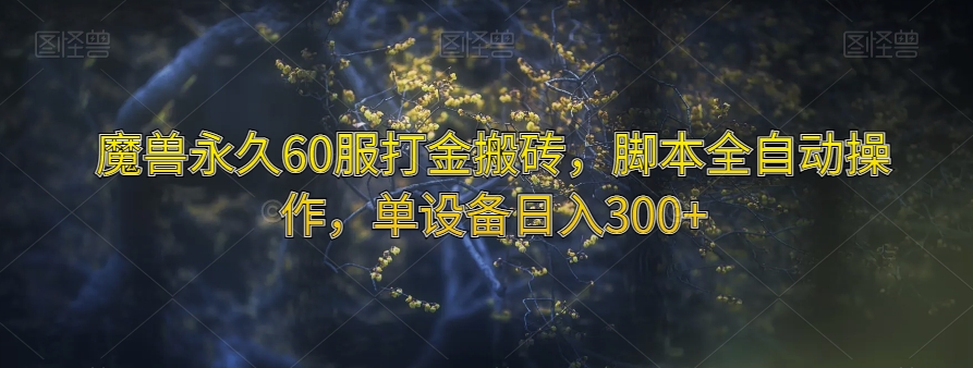 魔兽永久60服打金搬砖，脚本全自动操作，单设备日入300+【揭秘】-第一精品资源库