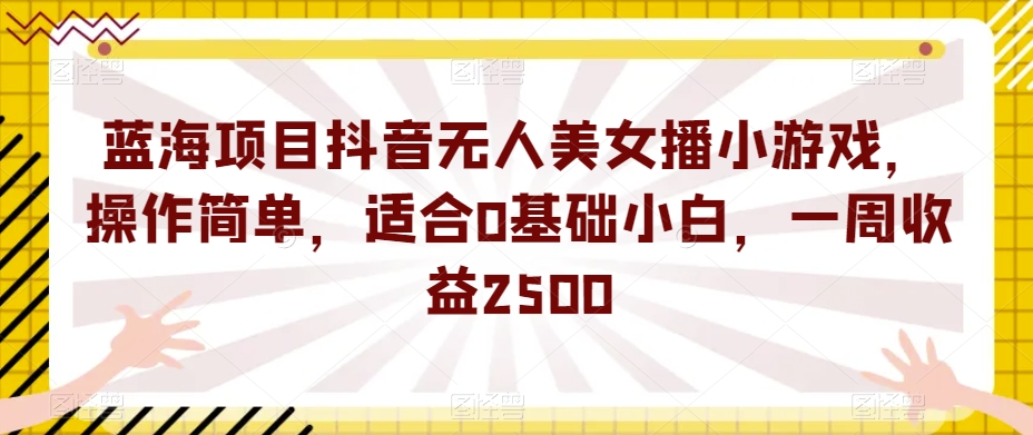 蓝海项目抖音无人美女播小游戏，操作简单，适合0基础小白，一周收益2500【揭秘】-第一精品资源库