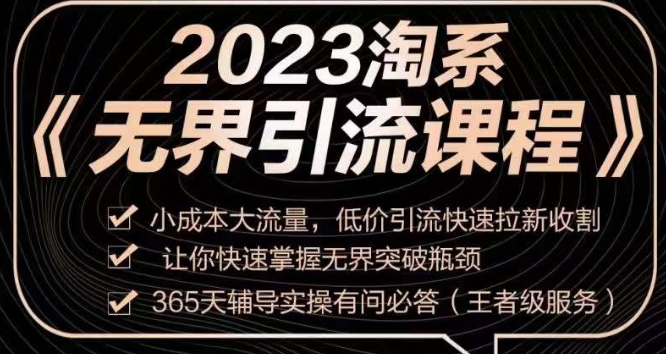 2023淘系无界引流实操课程，​小成本大流量，低价引流快速拉新收割，让你快速掌握无界突破瓶颈-第一精品资源库