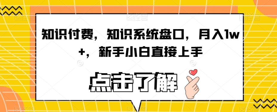 知识付费，知识系统盘口，月入1w+，新手小白直接上手-第一精品资源库