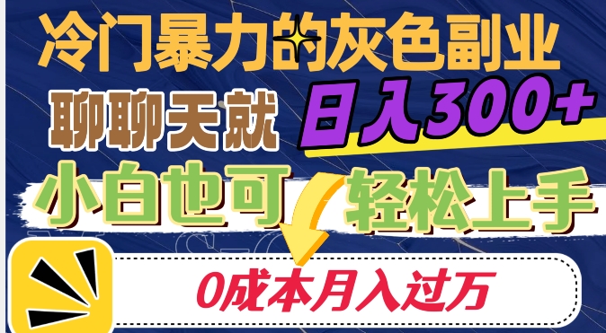 冷门暴利的副业项目，聊聊天就能日入300+，0成本月入过万【揭秘】-第一精品资源库