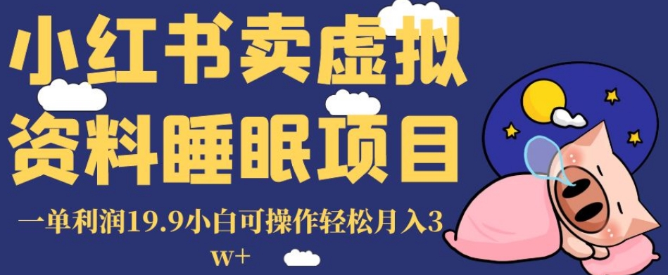 小红书卖虚拟资料睡眠项目，一单利润19.9小白可操作轻松月入3w+【揭秘】-第一精品资源库