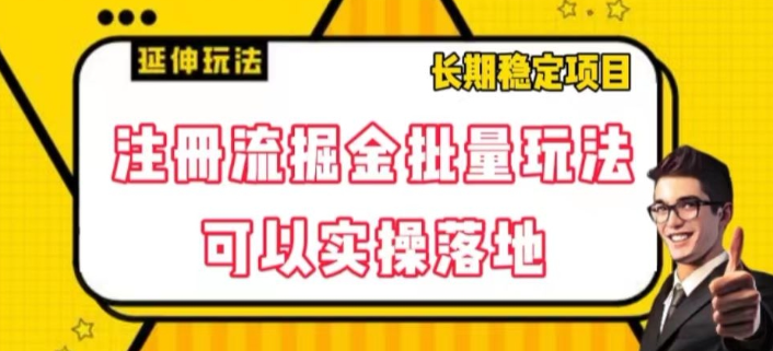 注册流掘金批量玩法，可以实操落地【揭秘】-第一精品资源库