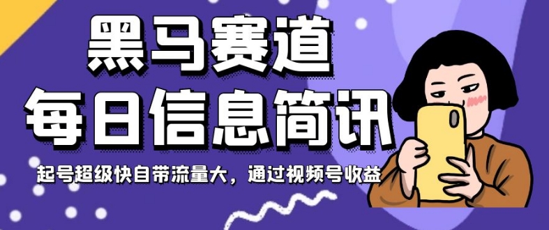 黑马赛道每日信息简讯，起号超级快自带流量大，通过视频号收益【揭秘】-第一精品资源库