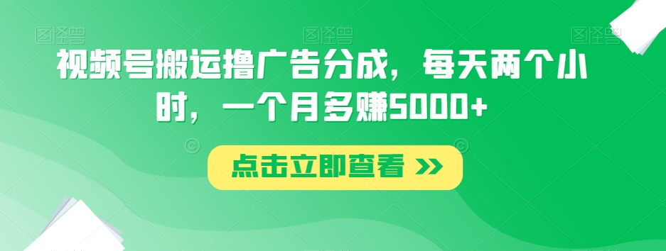 视频号搬运撸广告分成，每天两个小时，一个月多赚5000+-第一精品资源库