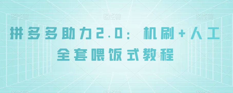 拼多多助力2.0：机刷+人工全套喂饭式教程【揭秘】-第一精品资源库