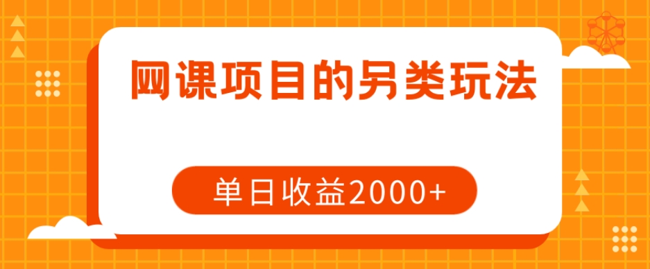网课项目的另类玩法，单日收益2000+【揭秘】-第一精品资源库