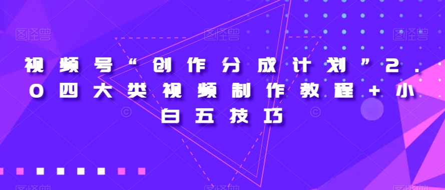 视频号“创作分成计划”2.0四大类视频制作教程+小白五技巧【揭秘】-第一精品资源库