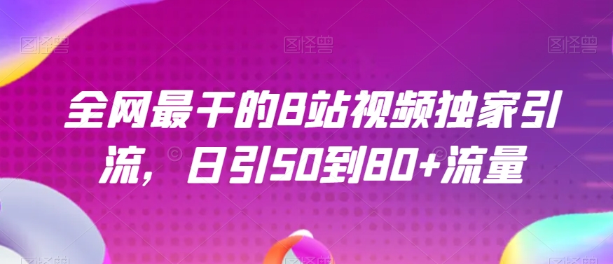 全网最干的B站视频独家引流，日引50到80+流量【揭秘】-第一精品资源库
