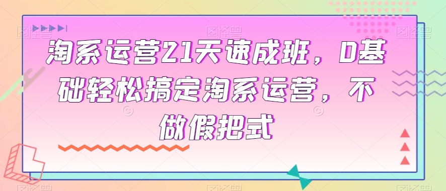 淘系运营21天速成班，0基础轻松搞定淘系运营，不做假把式-第一精品资源库