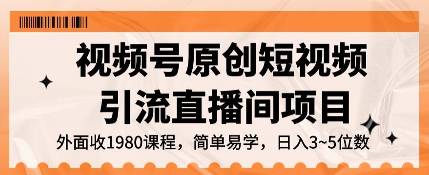 视频号原创短视频引流直播间项目，日入3~5五位数【揭秘】-第一精品资源库