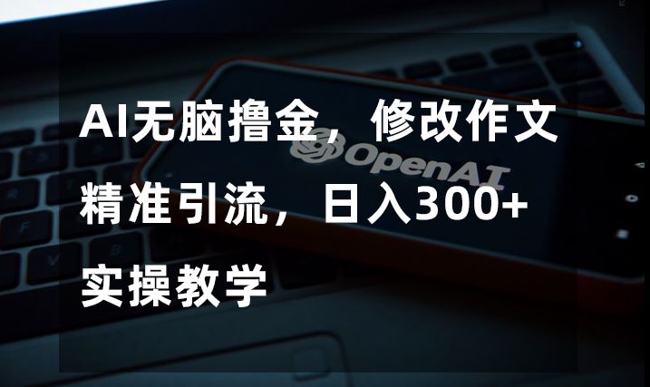 AI无脑撸金，修改作文精准引流，日入300+，实操教学【揭秘】-第一精品资源库