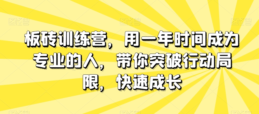 板砖训练营，用一年时间成为专业的人，带你突破行动局限，快速成长-第一精品资源库